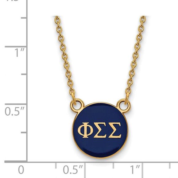 14K Plated Silver Phi Sigma Sigma Small Enamel Necklace - Picture 3 of 6